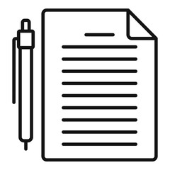 Poster - Tax paper pen icon. Outline tax paper pen vector icon for web design isolated on white background