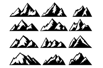 Wall Mural - set of icons of mountains. design element for logo, emblem, sign, poster, card, banner. vector illus