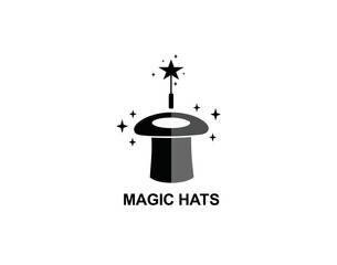 Wall Mural - Magic hat logo template design with a hat and star illustration