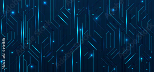 Cuadros en Lienzo Technology circuit board style line pattern design blue light glow
