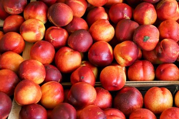 organically grown peaches on sale at the market