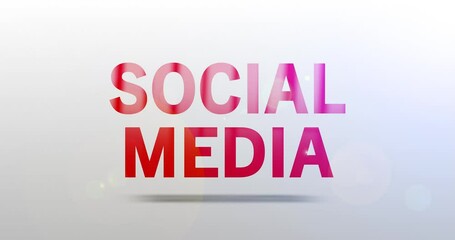 Wall Mural - social media. particle logo. text animation. red logotype on white grey background. rotation and sli