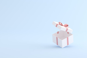 Poster - Mock up of gift box on blue background. 3D rendering.	
