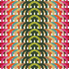 Poster - Colorful half round design repeat pattern print background