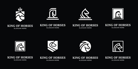 Wall Mural - set collection horse logo design and business card inspiration luxury premium.