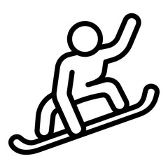 Poster - Man snowboarding icon. Outline man snowboarding vector icon for web design isolated on white background
