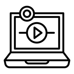 Poster - Business laptop webinar icon. Outline business laptop webinar vector icon for web design isolated on white background