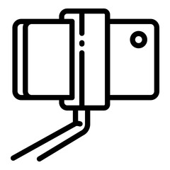 Poster - Phone on selfie stick icon. Outline phone on selfie stick vector icon for web design isolated on white background