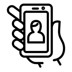 Poster - Smartphone selfie portrait icon. Outline smartphone selfie portrait vector icon for web design isolated on white background