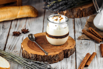 Puff layer dessert jar cream toasted marshmallows