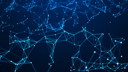 Fototapete - Digital plexus of glowing lines and dots. Abstract background. 3D rendering. Network or connection. 3d rendering.