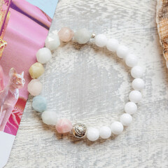 Wall Mural - Morganite fazeted stone beads yoga spiritual bracelet