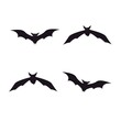Set of scary bat, Halloween decorations isolated on white background stock vector illustration. 