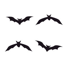  Set of scary bat, Halloween decorations isolated on white background stock vector illustration. 