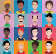 © Sky - Set of people icons in flat style with faces. Vector women, men with color background