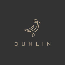 Minimalist Elegant Dunlin Bird Logo Design With Line Art Style