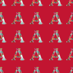 Poster - The A from alfabet repeat pattern print background
