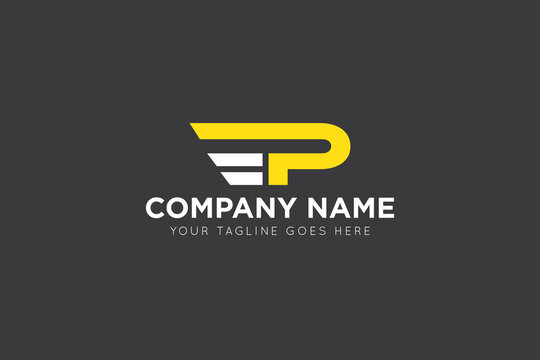initial letter p wing speed logo, icon, symbol vector illustration design template