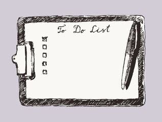 Pad tablet to-do list empty copy space vector draw