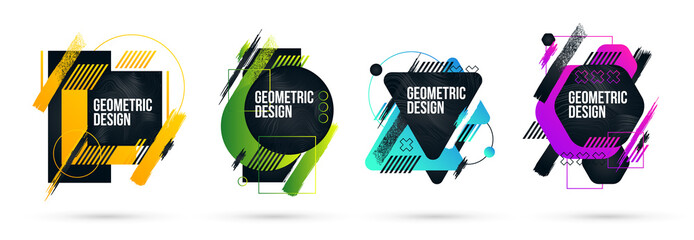 Poster - vector illustration. A minimalistic hipster colored frame design. Vector line gradient halftone. frame for text Modern Art graphics. 