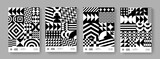 Fototapeta  - Abstract Monochrome Geometric Pattern Background. Black and white swiss design poster collection. Minimal black and white shape elements.