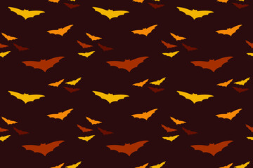 Wall Mural - Red bat flock in the dark sky seamless pattern. Vector file for different print designs. Can be used for fabric, wallpaper, wrapping paper. 