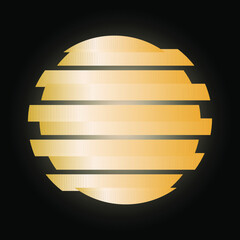 logo of cut circles in a gold gradient on a black background