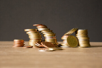 stack of coins on black background