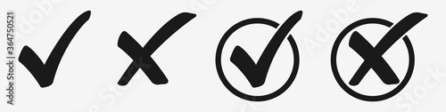 Fotografía Check mark and cross icons set
