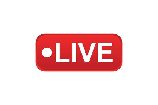 live broadcast icon . video broadcasting and live streaming icon. red Button symbols for TV, news, movies, shows, vector illustration
