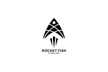 Wall Mural - rocket fish Logo Symbol design inspiration