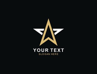 Wall Mural - star with golden map or letter A Logo Design inspiration