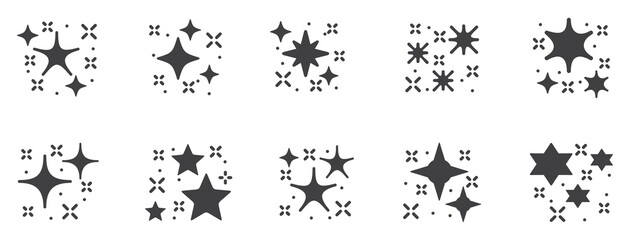 Wall Mural - sparkling and twinkling icons set, sparkling isolated on white background, vector illustration