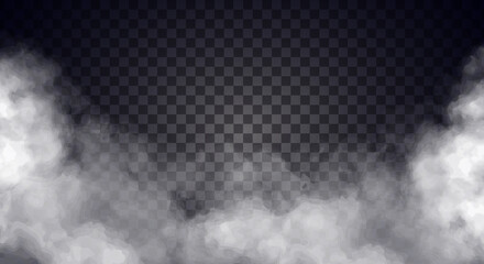 Wall Mural - White fog or smoke on dark copy space background. Vector illustration
