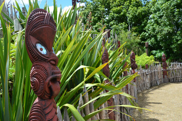 Te Parapara Maori garden in Hamilton Gardens, New Zealand.It's New Zealand's only traditional Maori productive garden, showcases traditional Maori cultivation knowledge