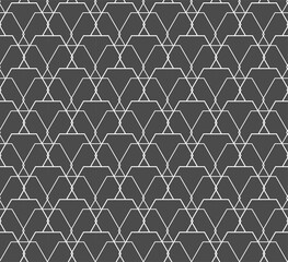 Wall Mural - Seamless Linear Graphic Symmetrical Grid Pattern. Repetitive Creative Vector Hexagon Design Texture. Repeat Line Rhombus 