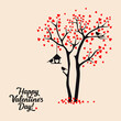 Happy valentine's day card with tree and hearts.
