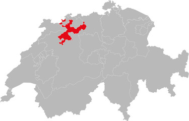  Solothurn canton isolated on Switzerland map. Gray background. Backgrounds and Wallpapers.