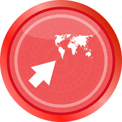 Poster - arrow sign icon with world map sign. Arrows symbol. Icon for App. Web button