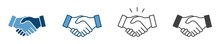 Business Agreement Handshake Icon In Different Style Vector Illustration, Friendly Handshake Icon For Apps And Websites