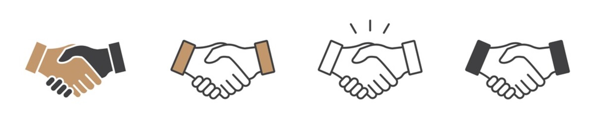 Business agreement handshake icon in different style vector illustration, friendly handshake icon for apps and websites