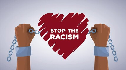 Wall Mural - stop the racism campaign with heart and slave handscuffs