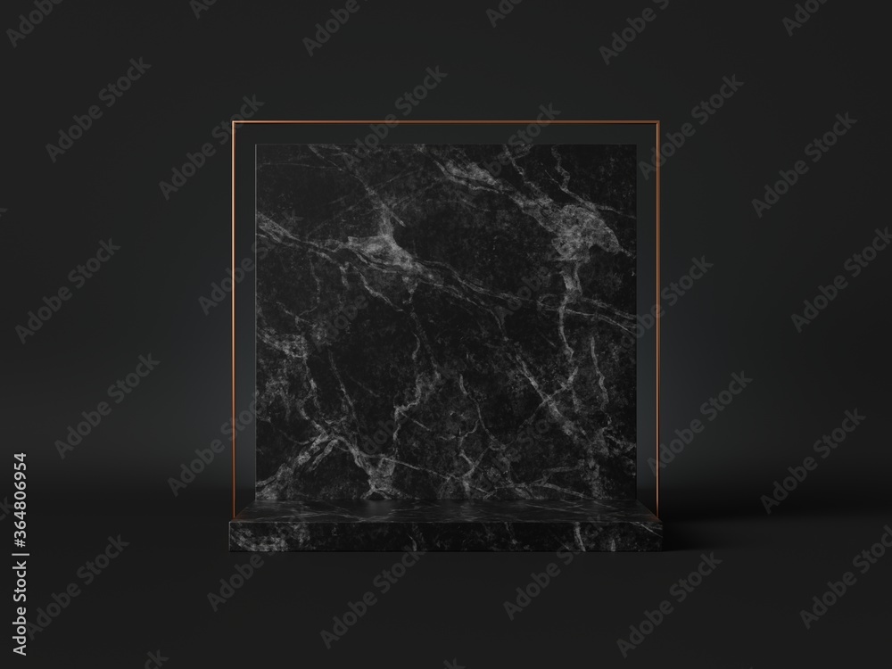 3d render, abstract background with artificial stone texture. Black ...