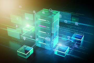 Poster - Server abstract background illustration - 3d rendering