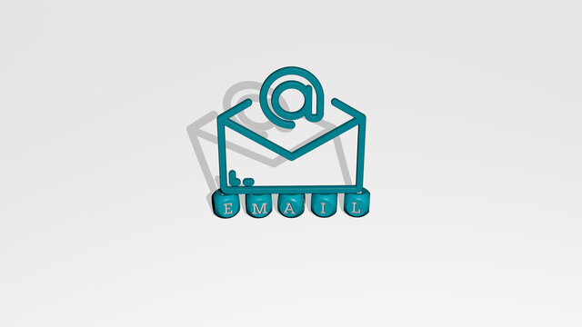 3D illustration of EMAIL graphics and text made by metallic dice letters for the related meanings of the concept and presentations. business and icon