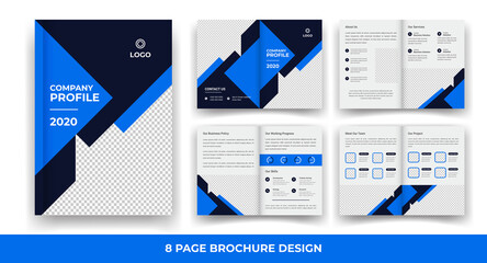 8 Pages creative business brochure template and simple & minimal design template	
