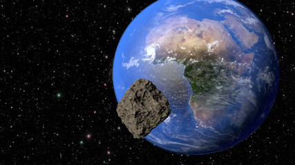 Wall Mural - planet earth, continent africa and meteorite flying to it. 3d rendering