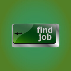 Poster - Searching for job on the internet. Jobs button on computer keyboard