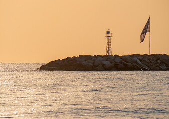 Early morning, dramatic sunrise over sea