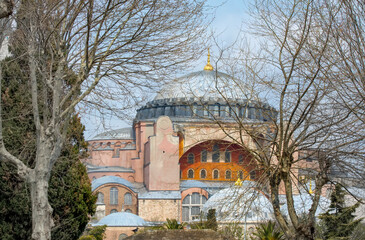 Wall Mural - Sunny day architecture and Hagia Sophia Museum, in Eminonu, istanbul, Turkey 